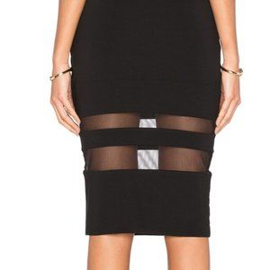 ALEXANDER WANG BLACK MESH STRIPE PENCIL SKIRT